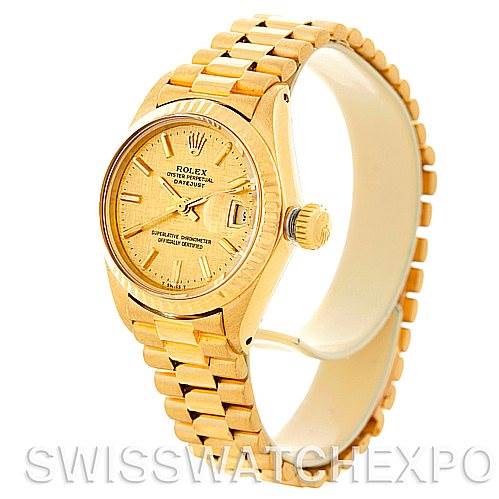 The image shows a Rolex President 6917 Women's Yellow Gold Champagne Dial 6917 Women's Yellow Gold Champagne Dial model watch at a front angle with its face, bezel, crown, and bracelet visible.