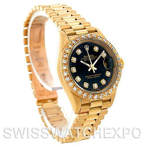 Rolex President Ladies 18k Yellow Gold Diamonds 69278 SwissWatchExpo