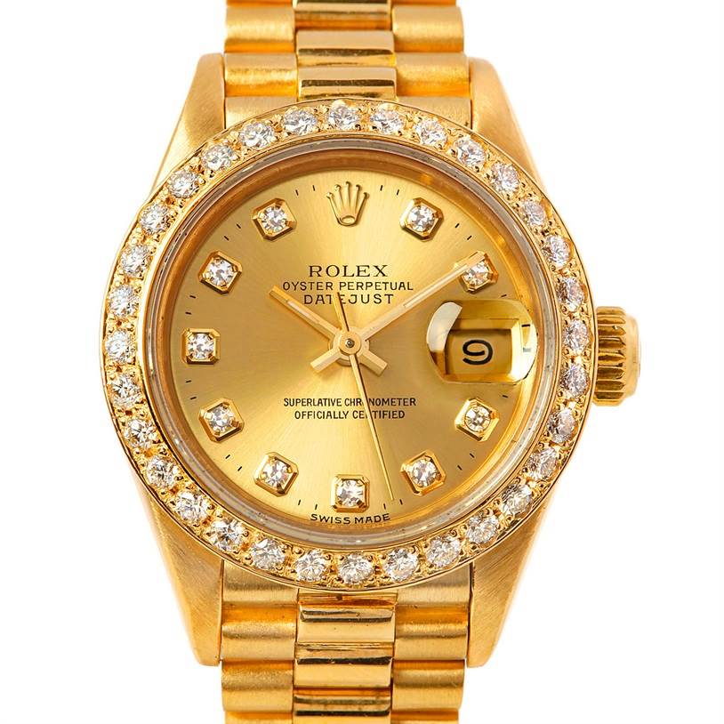 Rolex President Ladies 18k Yellow Gold Diamonds 69278 | SwissWatchExpo