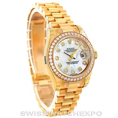 Rolex President Ladies 18k Yellow Gold Diamond Watch 179138 Unworn SwissWatchExpo