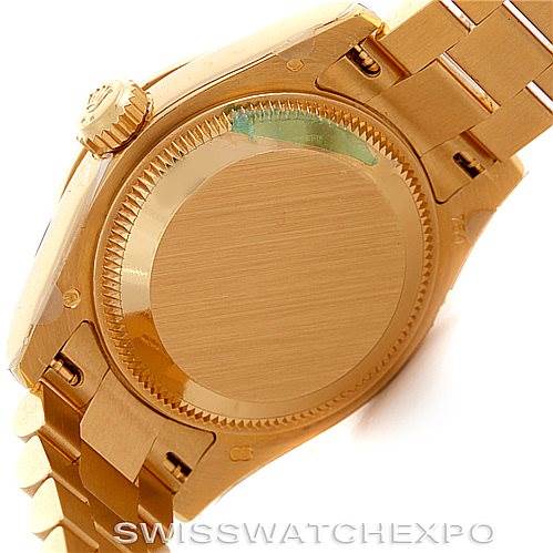 The image shows the back case and bracelet of the Rolex President 179138 Women's Yellow Gold Mother of Pearl Dial 179138 Women's Yellow Gold Mother of Pearl Dial model watch.