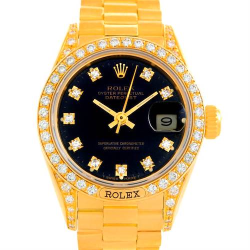 Photo of Rolex President Ladies Crown Collection Gold Diamond Watch 69158