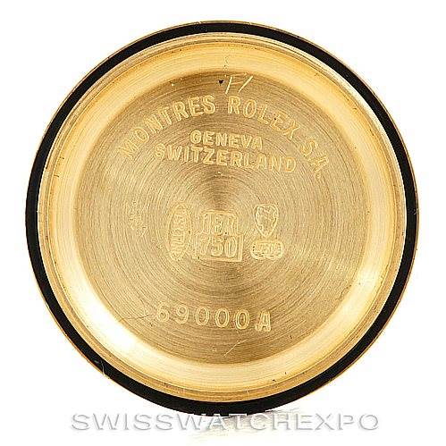 The image shows the inner case back of a Rolex President 69178 Women's Yellow Gold Black Dial 69178 Women's Yellow Gold Black Dial model watch, detailing its inscriptions and markings.