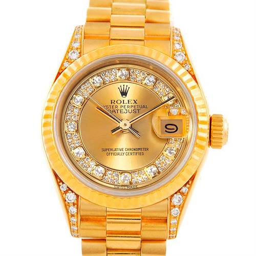Photo of Rolex President Ladies 18k Yellow Gold Diamond Myriad Dial Watch 69238
