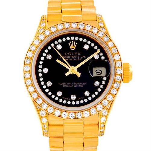 Photo of Rolex President Ladies 18k Yellow Gold String Diamond Watch 69158