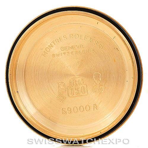 The image shows the inner case back of a Rolex President 69178 Women's Yellow Gold Brown Dial 69178 Women's Yellow Gold Brown Dial model watch, featuring its engravings and serial number.