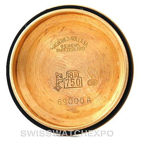 This image shows the interior of the case back for a Rolex President 69178 Women's Yellow Gold Champagne Dial 69178 Women's Yellow Gold Champagne Dial watch.