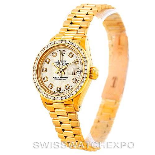 Rolex President Ladies 18k Yellow Gold Diamond Watch 6917 SwissWatchExpo