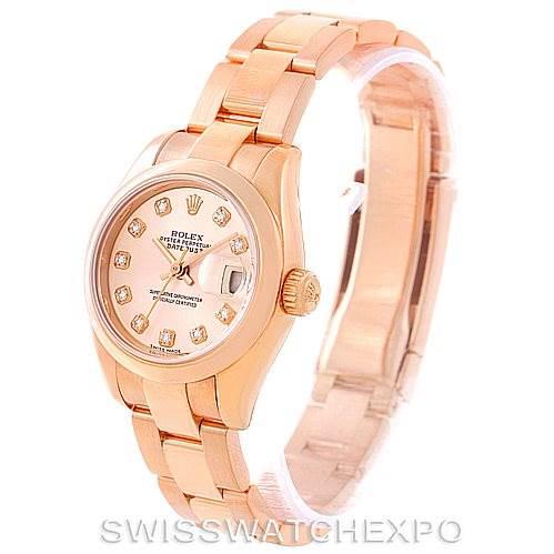 Rolex President Ladies 18k Rose Gold Diamond Watch 179165 SwissWatchExpo