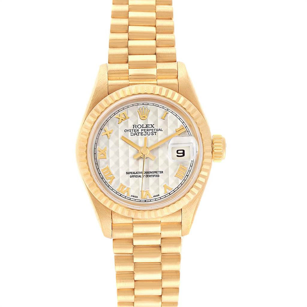 Rolex President Datejust 26 Yellow Gold Ladies Watch 69178 Box Papers ...