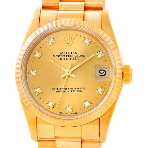 Photo of Rolex President Midsize 18K Gold Diamond Watch 68278