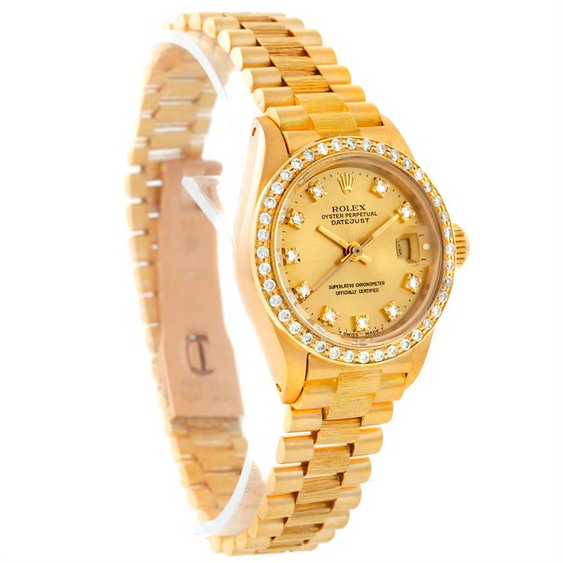Rolex President Ladies 18k Yellow Gold Diamond Watch 6927 SwissWatchExpo