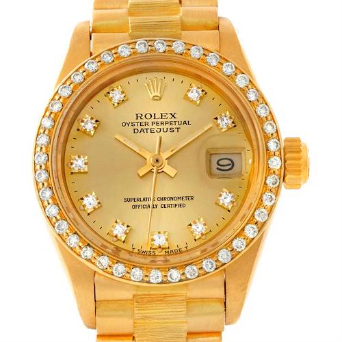 Photo of Rolex President Ladies 18k Yellow Gold Diamond Watch 6927
