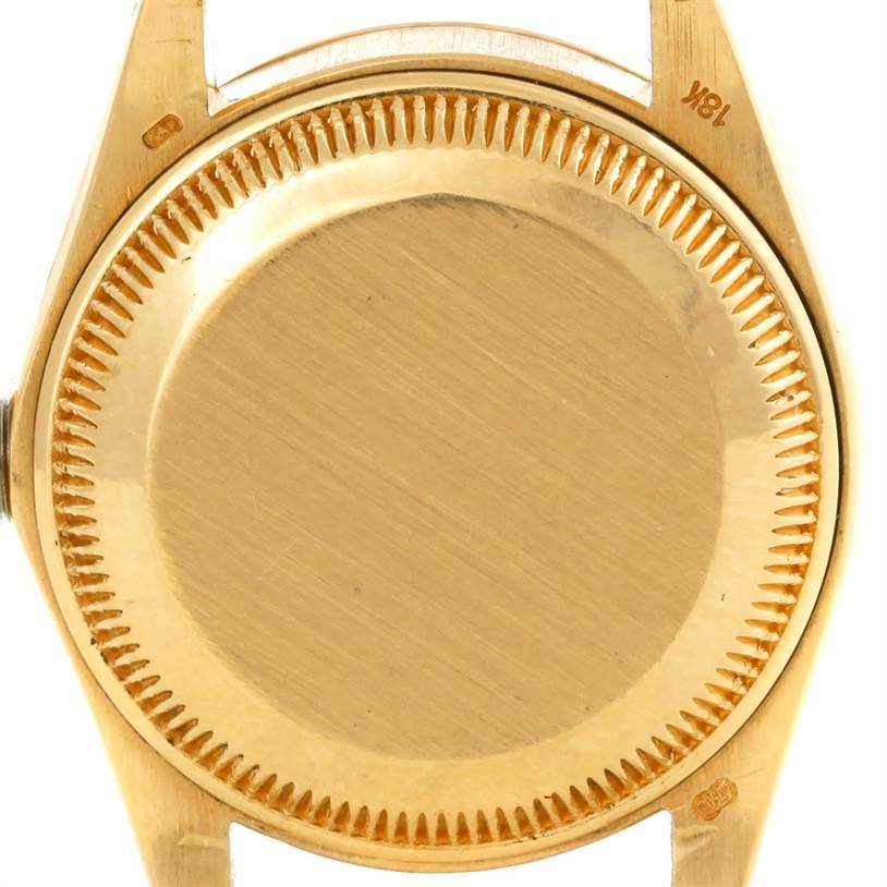This image shows the backside of the Rolex President 6917 Women's Yellow Gold Champagne Dial 6917 Women's Yellow Gold Champagne Dial model watch case in a gold finish.