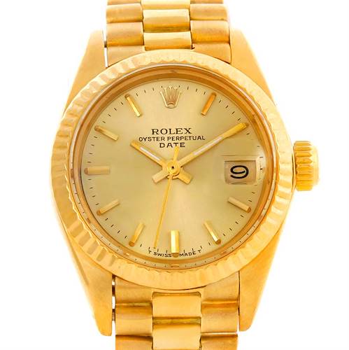 Photo of Rolex Date Ladies 18k Yellow Gold President Watch 6917