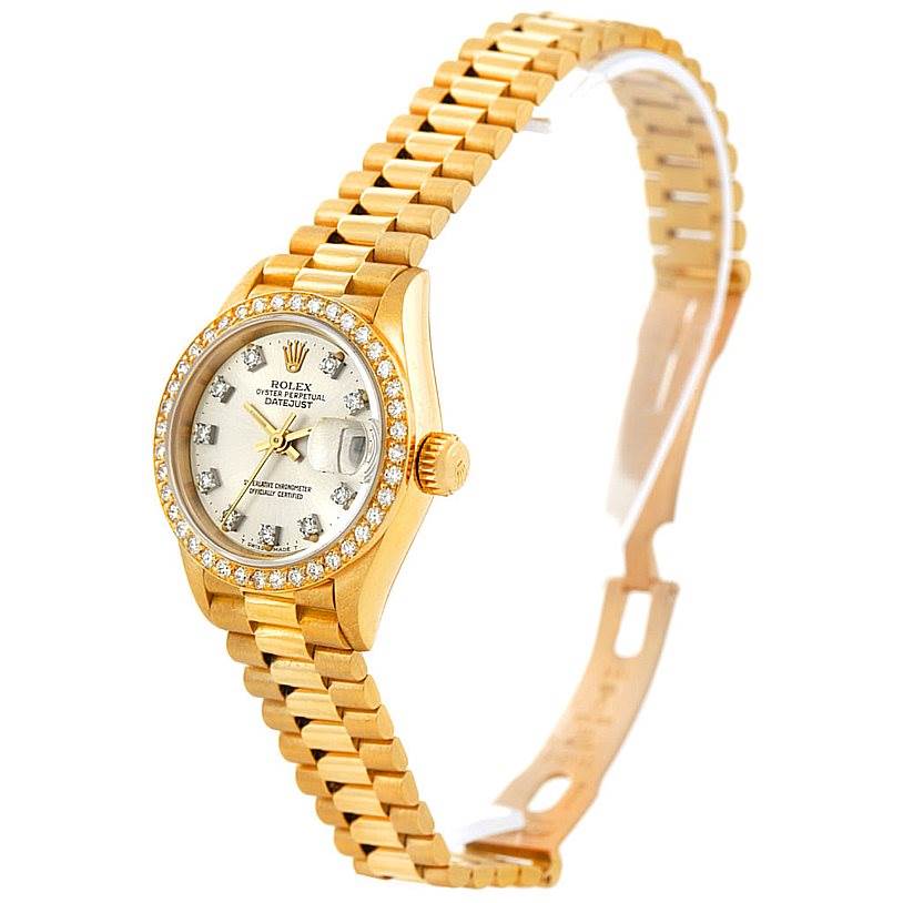 Rolex President Ladies 18k Yellow Gold Diamonds Watch 69138 ...