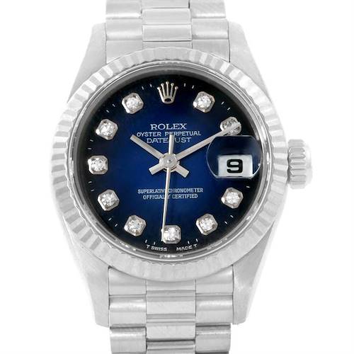 Photo of Rolex President Datejust White Gold Vignette Diamond Dial Watch 69179