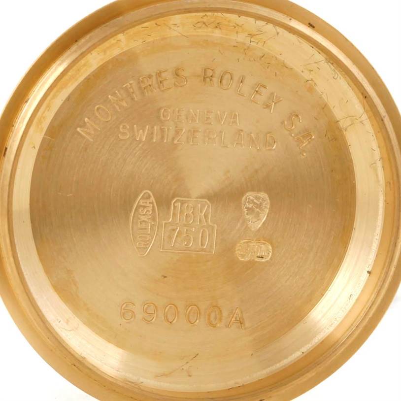 The image shows the inside of the case back of a Rolex President 69188 Women's Yellow Gold Blue Dial 69188 Women's Yellow Gold Blue Dial model watch.