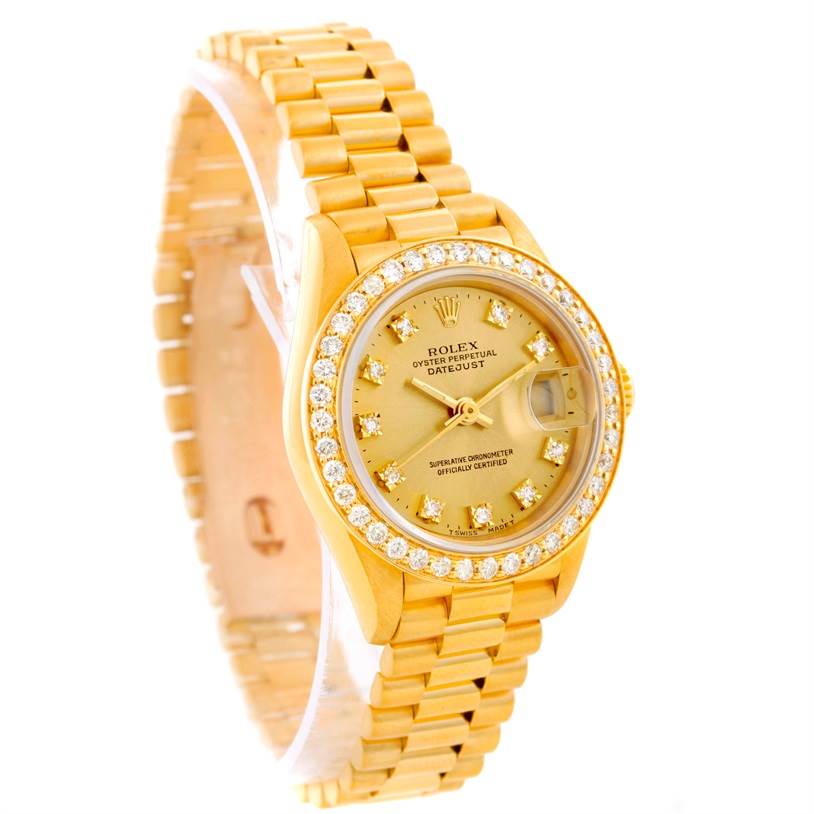Rolex President Ladies 18k Yellow Gold Diamond Watch 69178 | SwissWatchExpo