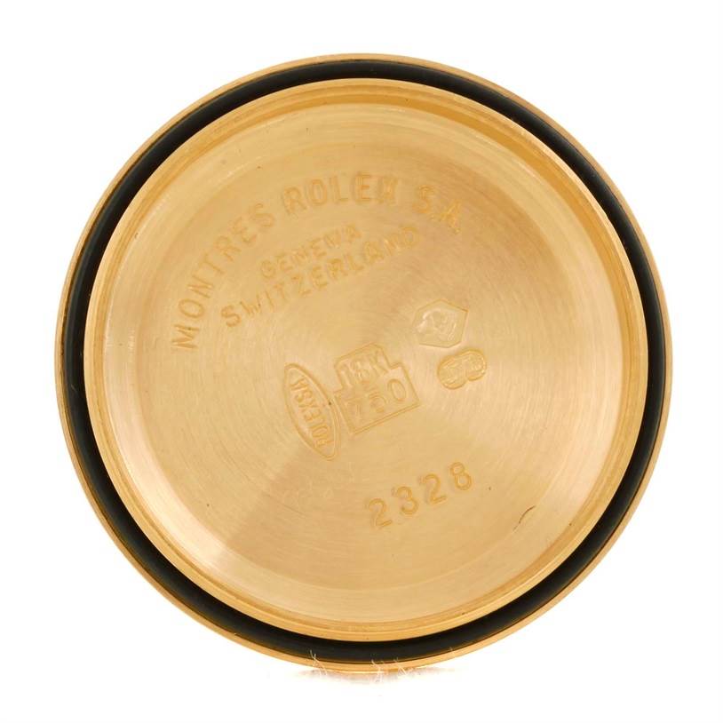 This is an image of the inside case back of a Rolex President 179298 Women's Yellow Gold Silver Dial 179298 Women's Yellow Gold Silver Dial model watch, showing the inscriptions and hallmarks.