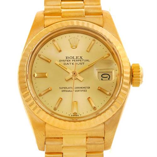 Photo of Rolex Datejust Ladies 18k Yellow Gold President Watch 6917