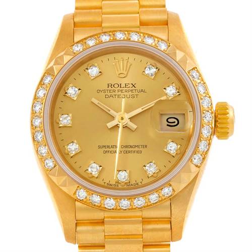 Photo of Rolex President Datejust Ladies 18k Yellow Gold Diamond Watch 69268