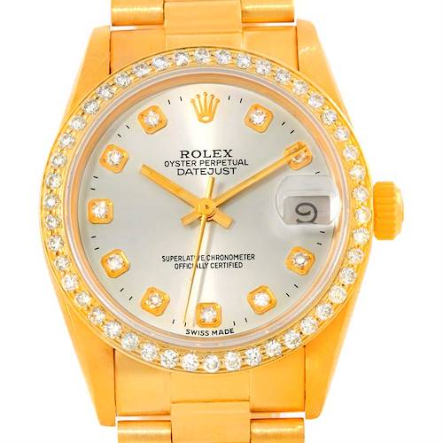 Photo of Rolex President Datejust Midsize 18K Gold Diamond Watch 68278