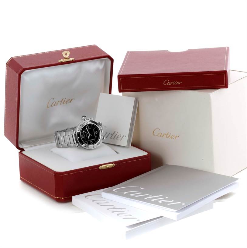 Cartier Pasha Seatimer Black Dial Stainless Steel Watch W31077M7 ...