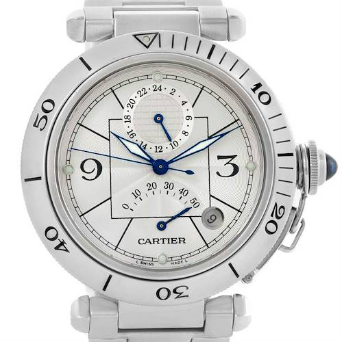 Photo of Cartier Pasha Power Reserve GMT Mens Silver Dial Watch W31037H3