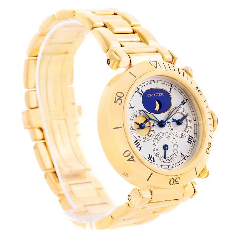 Cartier Pasha Three Time Zone Moonphase Yellow Gold Automatic Watch SwissWatchExpo