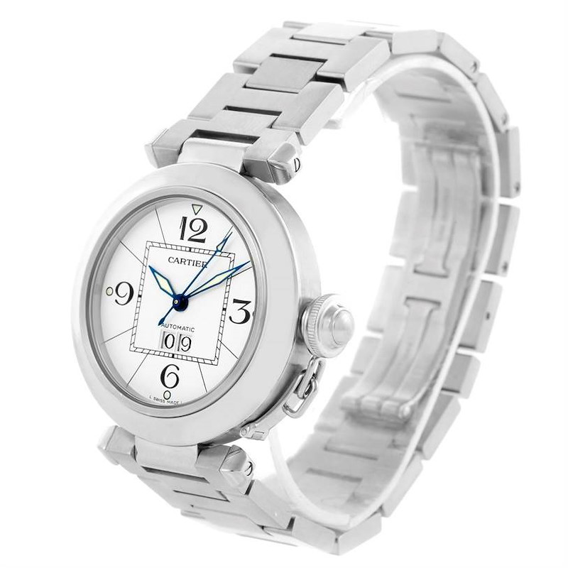 Cartier Pasha C Midsize Steel Watch Big Date W31055M7 SwissWatchExpo