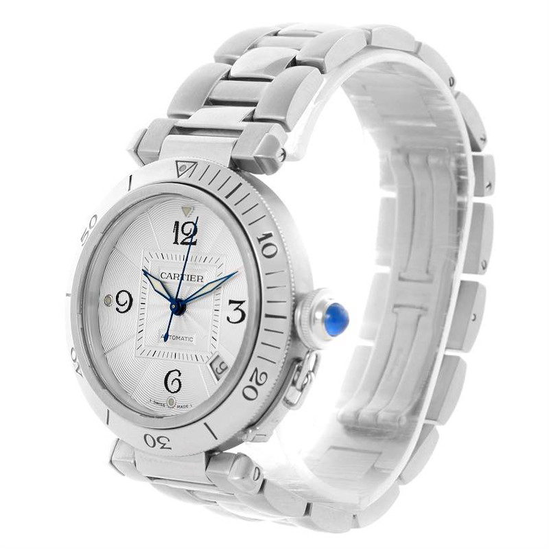 Cartier Pasha Seatimer Stainless Steel Silver Dial Watch w3103155 SwissWatchExpo