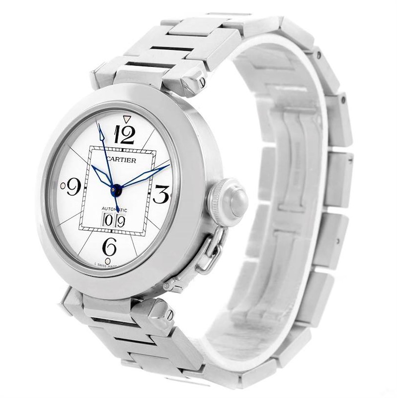 Cartier Pasha C Midsize Steel Watch White Dial Watch W31055M7 SwissWatchExpo