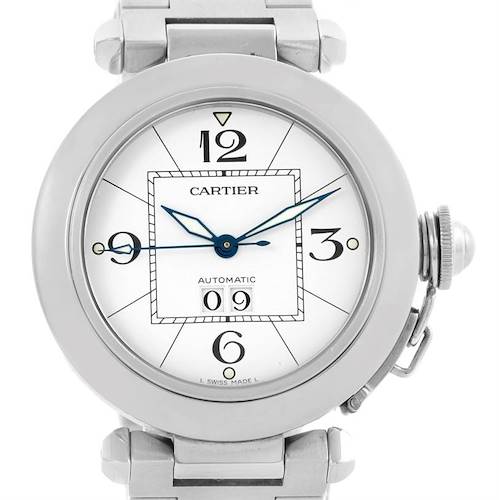 Photo of Cartier Pasha C Midsize Steel Watch White Dial Watch W31055M7