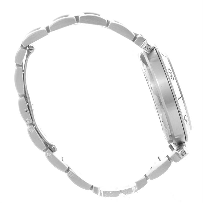 The image shows a side view of the Cartier Pasha W31037H3 Men's Stainless Steel Silver Dial W31037H3 Men's Stainless Steel Silver Dial watch, highlighting its bracelet and the bezel.