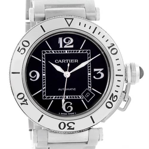 Photo of Cartier Pasha Seatimer Black Dial Stainless Steel Watch W31077M7
