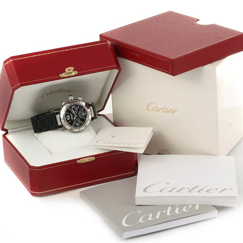 Cartier Pasha Seatimer Chronograph Mens Watch W31088U2 Box Papers