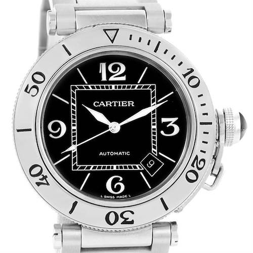 Photo of Cartier Pasha Seatimer Black Dial Stainless Steel Watch W31077M7