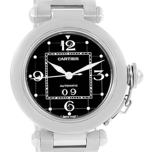 Photo of Cartier Pasha C Midsize Big Date Steel Watch Black Dial W31053M7