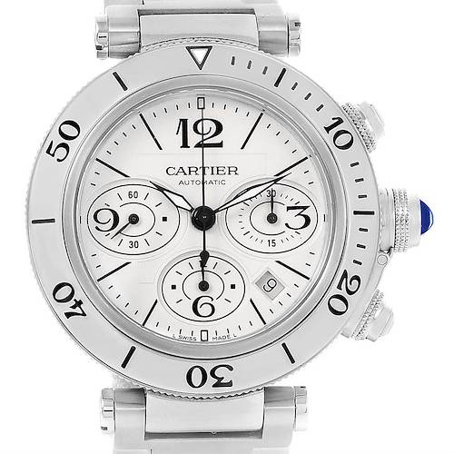 Photo of Cartier Pasha Seatimer Chronograph Silver Dial Mens Watch W31089M7