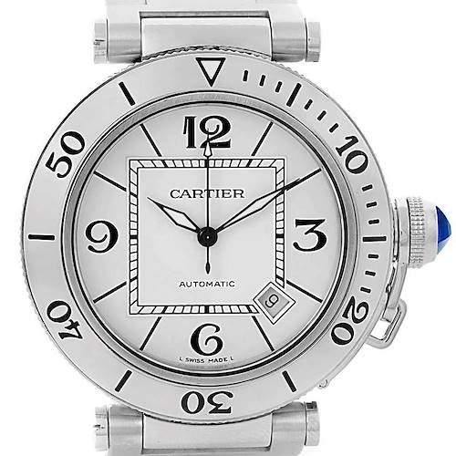 Photo of Cartier Pasha Seatimer Stainless Steel Silver Dial Mens Watch W31080M7