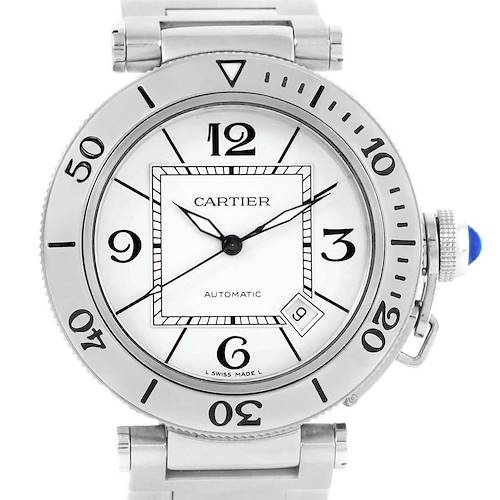 Photo of Cartier Pasha Seatimer Silver Dial Mens Watch W31080M7 Box Papers