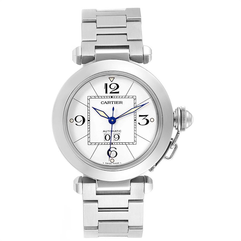 Cartier Pasha C Midsize White Dial Automatic Steel Watch W31055M7 SwissWatchExpo