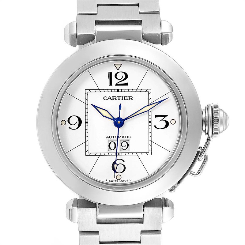 Cartier Pasha C Midsize White Dial Automatic Steel Watch W31055M7 SwissWatchExpo