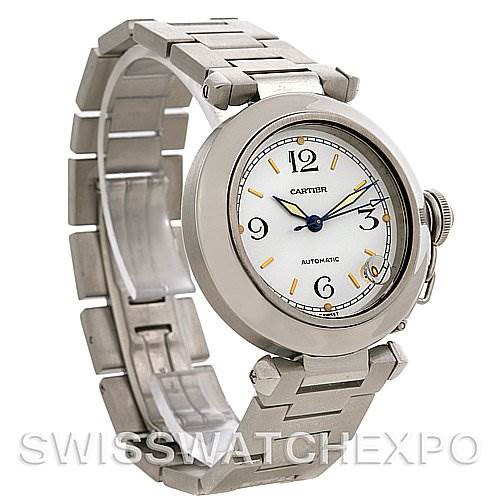 Cartier Pasha C Men's Steel Watch Silver Dial W31074m7 SwissWatchExpo