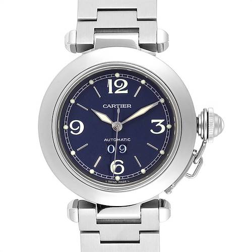 Photo of Cartier Pasha C 35 Blue Dial Automatic Steel Mens Watch W31047M7