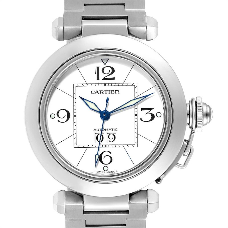 Cartier Pasha C Midsize Big Date Automatic Steel Unisex Watch W31055M7 SwissWatchExpo