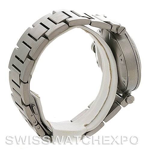 The image shows a side profile of the bracelet and case of a Cartier Pasha W31080M7 Men
s Stainless Steel White Dial W31080M7 Men
s Stainless Steel White Dial watch.