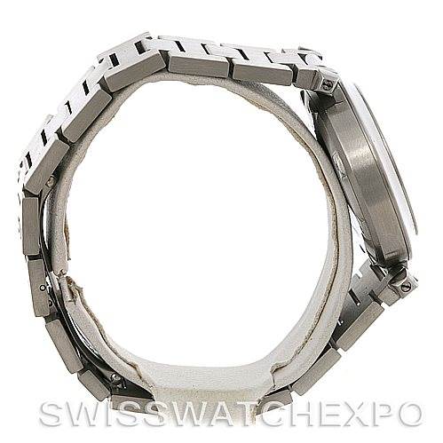 This image showcases the side and band of the Cartier Pasha W31043M7 Men's Stainless Steel Silver Dial W31043M7 Men's Stainless Steel Silver Dial watch, highlighting its bracelet and case profile.