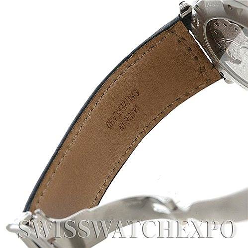 The image shows the inner leather strap and part of the back case of a Cartier Pasha W3103055 Men's Stainless Steel Silver Dial W3103055 Men's Stainless Steel Silver Dial watch.